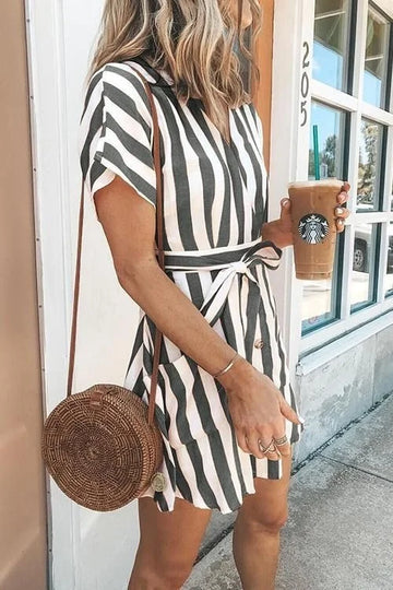 Women's Striped Deep V Strap Dr Sweet n Sle Long Summer Spring New European Faion Princ Skirt Print Dr