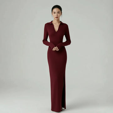 SINGREINY Women Korean Knitted Dress Long Sleeve V Neck Elastic Slim Pencil Dresses 2021 Autumn Sexy Bodycon Split Sweater Dress