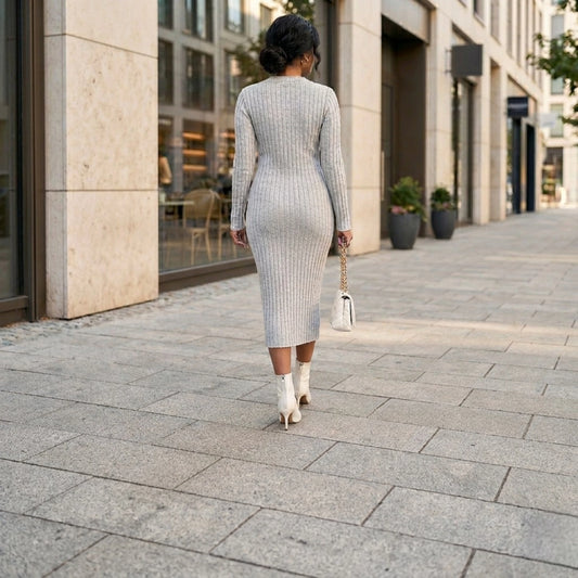 Sexy and elegant knit midi dress – Perfect fit for sophisticated autumn/winter evenings.