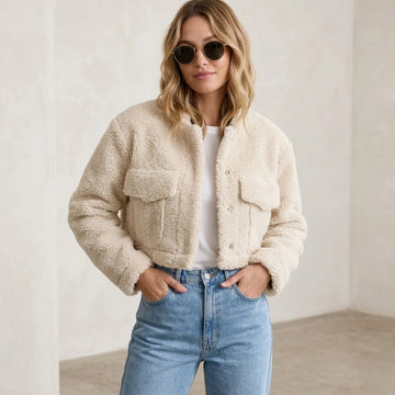🧥 Women’s Short Faux Wool Winter Coat – Warm, Stylish & Perfect for Everyday Wear in the UK
